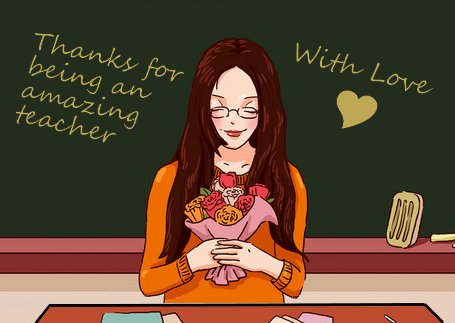 Учительница с цветами